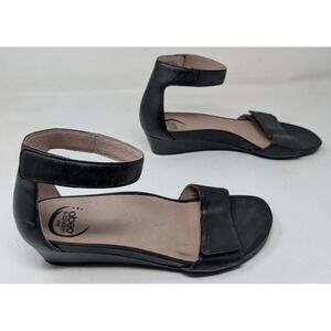 Abeo Bio System Inez Womens Size 8N Black Leather Casual Wedge Strap Sandals